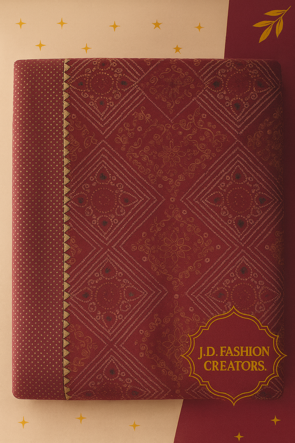 Silk Saree - Maroon Silk Saree with Intricate Golden Geometric Patterns