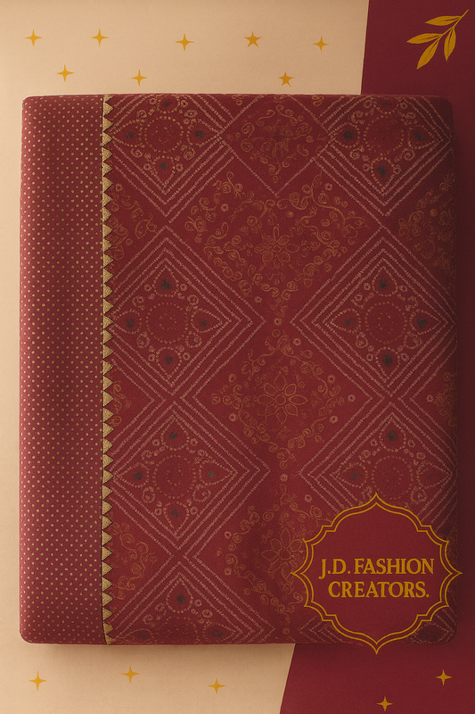 Silk Saree - Maroon Silk Saree with Intricate Golden Geometric Patterns