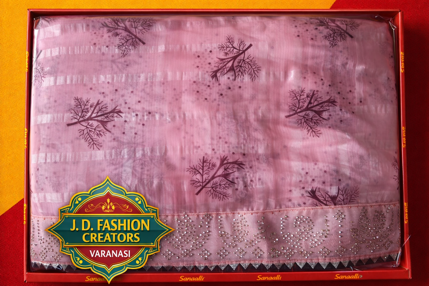 Lavender Saree - Mauve Purple Saree with Delicate Leaf Embroidery & Pearl Work